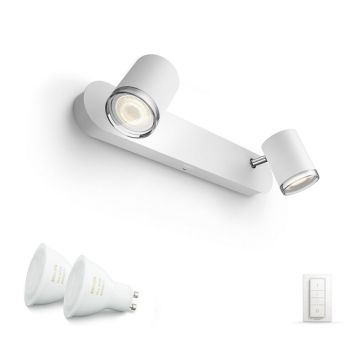 Philips Hue spotskinne Adore White Ambiance 2xGU10 inkl. lysdæmperkontakt