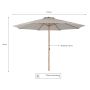 Parasol beige teaklook Ø3,5 m 
