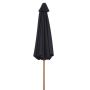 Sunfun parasol sort/teak m/krank Ø3 m