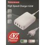 USB-oplader Quick Charger hvid 3xUSB-A 1xUSB-C