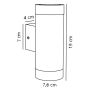 Nordlux væglampe Tin Maxi dobbelt sort Ø7,6 cm