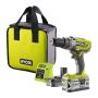 Ryobi slagbore-/skruemaskine R18PD3-242S m/batteri og lader