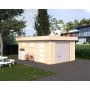 Palmako garage m/ledhejseport Rasmus ubehandlet nordisk gran 19,0 m²