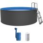 Swim & Fun pool rund Santorini grå m/skimmerfilter og stige Ø460 cm