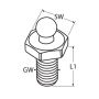 Marinetech metrisk skrue til trykknap M5x10mm nikkel