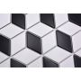 Mosaik 3D Cube porcelæn sort/hvid mat 26,6 x 30,5 cm
