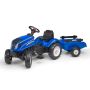 FALK New Holland traktor til børn blå inkl. trailer