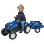 FALK New Holland traktor til børn blå inkl. trailer