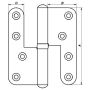 PN Hængsel venstre messing 123x45 mm 