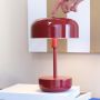 Dyberg Larsen Haipot genopladelig bordlampe mørkerød LED