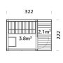 Palmako sauna Sarah ubehandlet 3,8+2,1 m² 