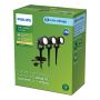 Philips udendørslampe Reuel sort 3-pak