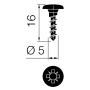 Skruer universal til møbelben 5x16 mm sort 16 stk