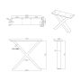 Walteco bordben X-stel sort 73 cm