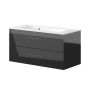 Nortiq underskab med vask Bakkedahl højglans sort 100 cm