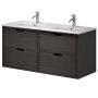Camargue underskab m/dobbeltvask Nature Egedahl/Loknes massiv eg sort 120 cm