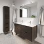 Camargue underskab m/dobbeltvask Nature Egedahl/Loknes massiv eg sort 120 cm