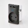 Fesh Switch Curveline stikkontakt USB A+C 1,5 modul m/jord koksgrå