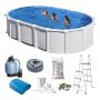 Swim & Fun oval pool med filtersystem & stige hvid 730x375x132 cm