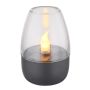 Globo bordlampe solar m/flammeffekt grå/klar H9 cm