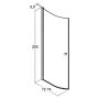 Scanbad brusedør buet sort profil/tonet glas 200x72-74 cm