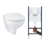 Grohe væghængt toiletpakke cisterne/trykplade/toilet/sæde Bau Ceramic