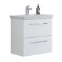 Scanbad underskab med vask Multo/Marbelle mat hvid 2 skuffer 66x38 cm