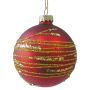 Nordic Winter julekugle glas rød m/guld glimmer Ø8 cm