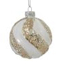 Nordic Winter julekugle bolsjestribet hvid/guld Ø8 cm