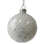 Nordic Winter julekugle hvid m/hvid glimmer Ø8 cm