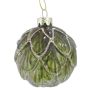 Nordic Winter julekugle glas grøn m/guld glimmer Ø8 cm