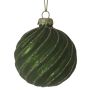 Nordic Winter julekugle grøn Ø8 cm m/guld glimmer