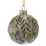 Nordic Winter julekugle glas blå Ø8 cm m/guld glimmer