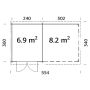 Palmako hytte Ella ubehandlet nordisk gran 15,9 m²