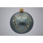 Julekugle glas grøn m/hjerte, sten og glimmer Ø7 cm  
