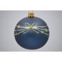 Julekugle glas blå m/sløjfe og stjerner Ø7 cm 