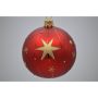 Julekugle glas rød m/blandede stjerner Ø7 cm 