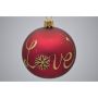 Julekugle glas rød m/tekst Love Ø7 cm 