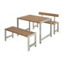 Plus Café bord-/bænkesæt med 1 ryglæn ThermoWood/stål 127 cm