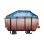 Exit Toys pool firkantet Wood brun m/filterpumpe og stige 400x200x122 cm