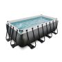 Exit Toys pool firkantet Black Leather sort m/filterpumpe og stige 400x200x122 cm