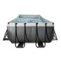 Exit Toys pool firkantet Black Leather sort m/filterpumpe og stige 400x200x122 cm