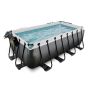 Exit Toys pool firkantet Black Leather sort m/filterpumpe, pooltag og stige 400x200x122 cm