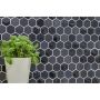 Mosaik Hexagon glas/marmor 3D sort mix 26 x 30 cm