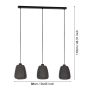 Eglo Barlaston langbordslampe 3L E27 sort/grå 