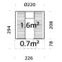 Palmako saunatønde Anita ubehandlet 1,6+0,7 m² u/saunaovn