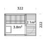 Palmako sauna Sarah ubehandlet 3,8+2,1 m² 