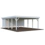 Palmako dobbelt carport m/skur Karl grundmalet hvid 40,6 m² 