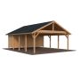 Palmako dobbelt carport m/skur Robert bruntrykimprægneret 40,6 m² 