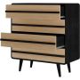 Notio Living kommode med 4 skuffer sort eg